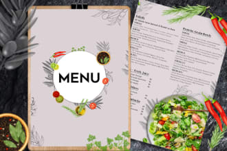 design restaurant menu, food flyer or poster design