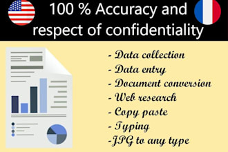 do data entry, web research, copy paste, typing job