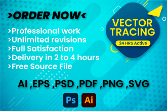 vectorize, tracing illustration, resize, make transparent png, revamp the logo