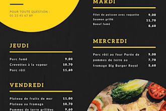 make a professional menu for all services