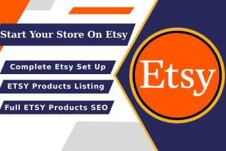 set up your etsy shop, add listings, SEO or do a complete overhaul
