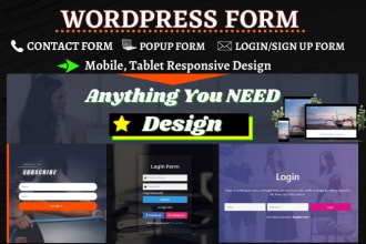 design contact form, popup, sign up, gravity form on wordpress