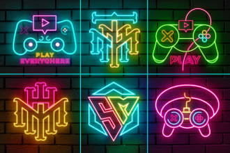 design neon logo 3d neon sign 80s futuristic synthwave retro glowing custom text