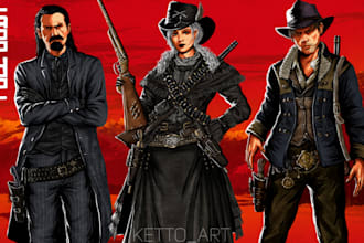draw you in my red dead redemption 2 western comic style