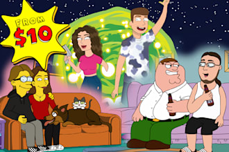 draw you as a TV show character rick and morty  the simpsons  family guy
