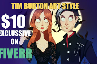 draw a portrait of you in tim burton style for halloween