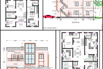 do architectural drawings, wooden framing, house plan