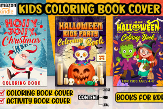 do KDP book cover design for kids adults, halloween christmas, animal book cover