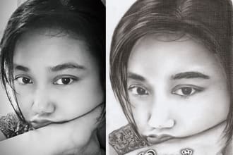 sketch face or photo with pencil
