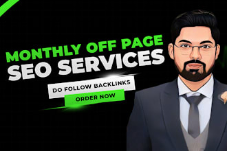 offer monthly off page SEO complete white hat high authority backlinks