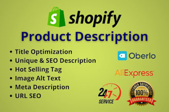 write shopify product descriptions with SEO for store