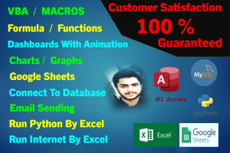 make excel and google sheets macros, vba, formula, dashboard