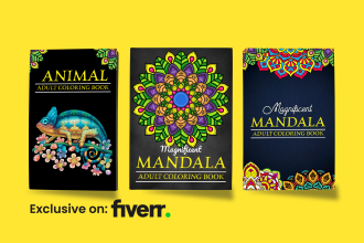 design adult coloring book cover and interior pages for KDP