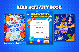 design kids activity book cover for KDP