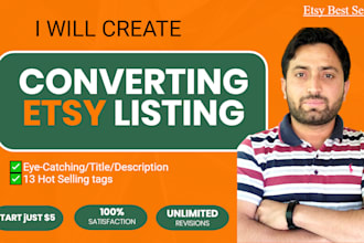 set up etsy shop and create product listing with SEO keywords