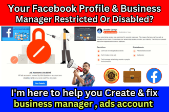 fix ads account and create fresh facebook business manager or ads account