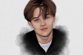 draw realistic digital portrait art painting or oil painting