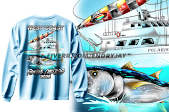 do hand drawn fish artwork and outdoor illustration