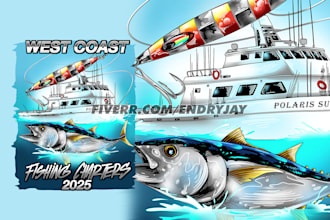 hand draw fish illustration for outdoor hunting t shirt design