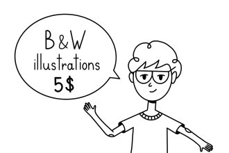 draw simple black and white vector illustrations for book