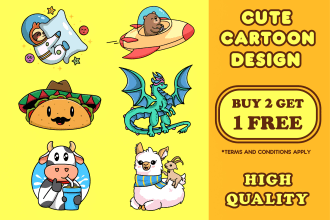 design cute cartoon logo with my style