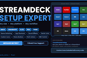 set up your streamdeck with custom buttons, scenes and hotkeys