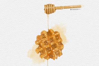 do food digital watercolor illustration