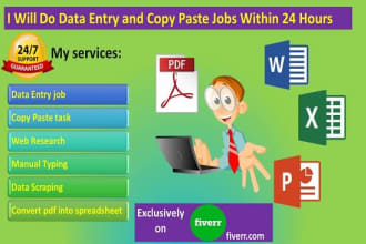 do data entry typing work to ms word, excel and powerpoint