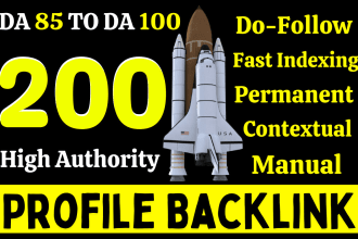 create manually 200 high authority do follow profile backlinks