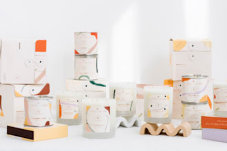 design candle label, stickers, box, and packaging