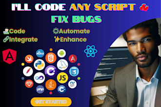 code and debug scripts in HTML, js, react, python, java, PHP