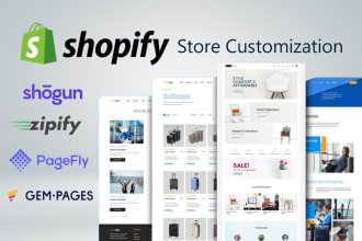 create shopify store design with  gempages, pagefly, shogun, zipify