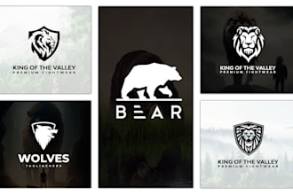 do 2 lion logo, and dog ,bird, cat, crow, eagle design