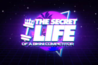 design 80s or 90s futuristic synthwave retro logo with neon