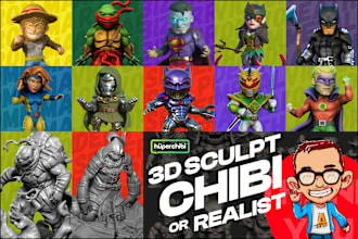 sculpt chibi 3d model for 3d printing and rendering