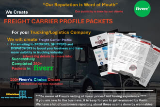 create, design, freight carrier, trucking profile packet