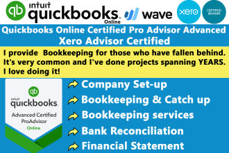 do setup, clean up and bookkeeping in quickbooks online, xero and wave