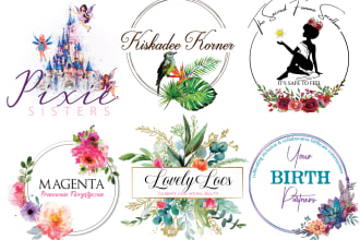 do beautiful hand drawn watercolor feminine logo design