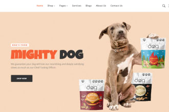 create wordpress website for puppies, dogs, pet store,petcare