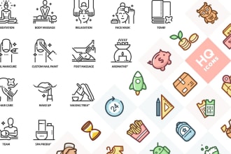do flat icons, line art icon set, minimal and custom icon design