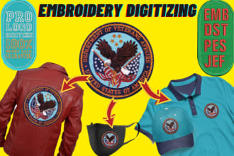 embroidery digitizing logo, convert to dst, pes, jef file, embroidery design