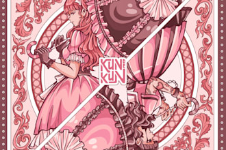 create anime illustration in art nouveau style