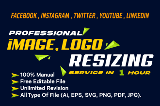resize logo or image for youtube, facebook, twitter, linkedin, instagram