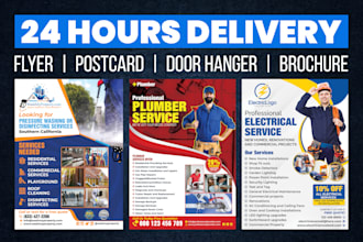 do pressure washing, roofing, plumbing, electrician, handyman flyer design