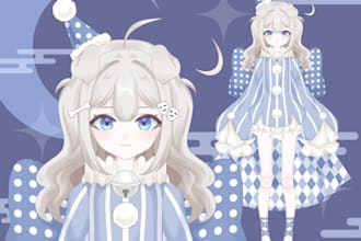 draw a vtuber model for live2d ready to rig
