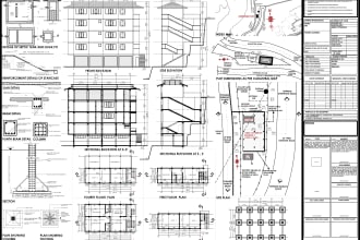 make detailed architectural blueprint drawings of a building