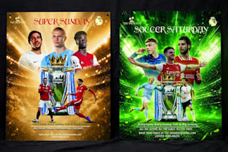 design a sports poster, football, basketball, soccer flyer