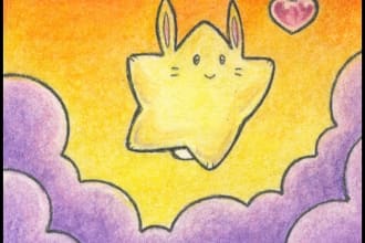 draw a miniature cute and colourful cartoon animal