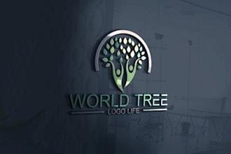 do tree care,grass trimming, lawn care, landscape logo