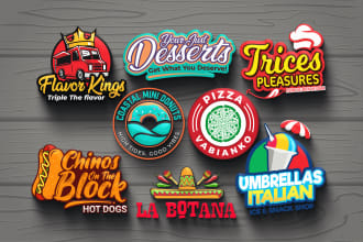 design food truck, trailer logo, restaurant and BBQ menu